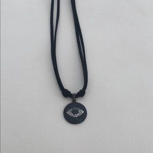Black diamond evil eye necklace